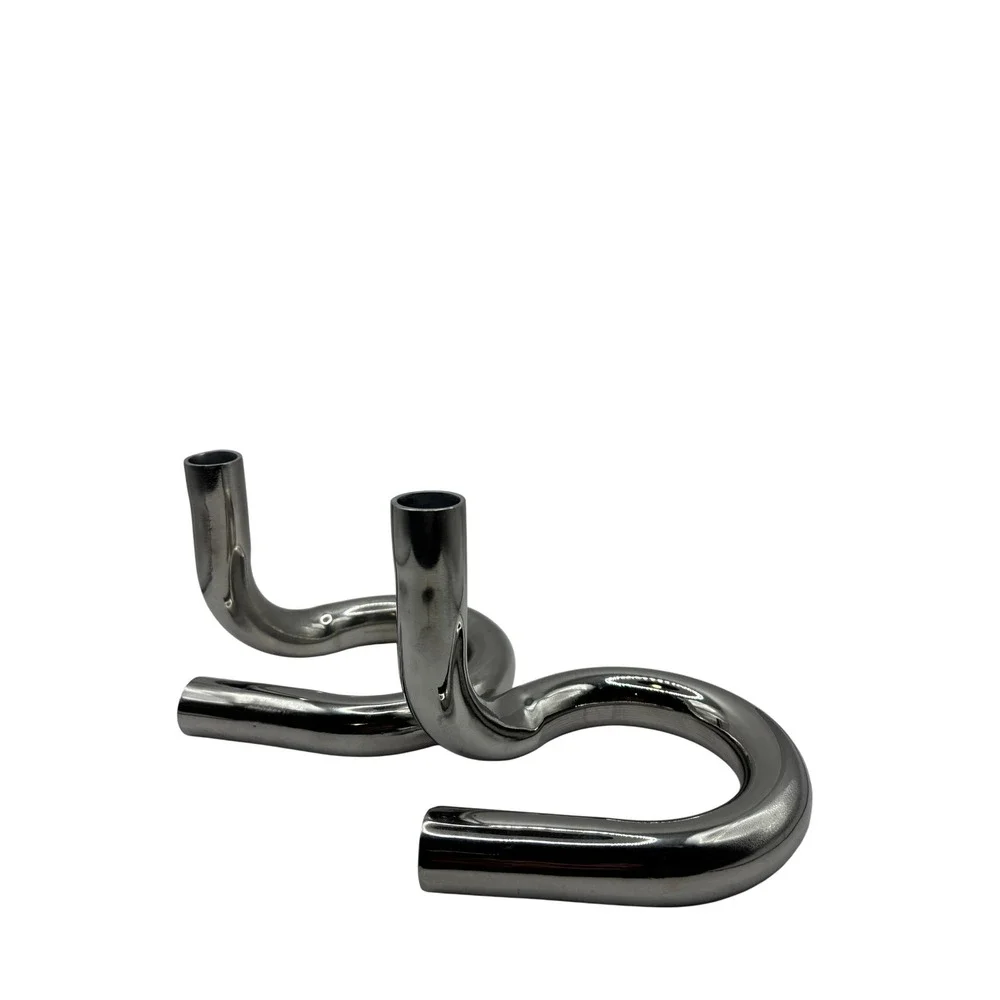 Target Modern Silver Serpentine Taper Candle Holder Set Discontinued Minimalist
